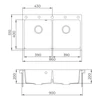 Kép 3/4 - Evido Quadro 9 gránit mosogató 860x510mm platina 442064