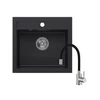 Kép 1/6 - Quadron JOHNNY 110 black gránit mosogatótálca 1354 +   acél csaptelep fekete flexibilis kifolyócsővel 1351