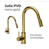 Kép 2/5 - Quadron Julia íves csaptelep zuhanyfejjel PVD nano gold 1331