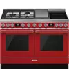 Kép 1/8 - Smeg CPF120IGMPR Portofino kombinált tűzhely piros 120cm