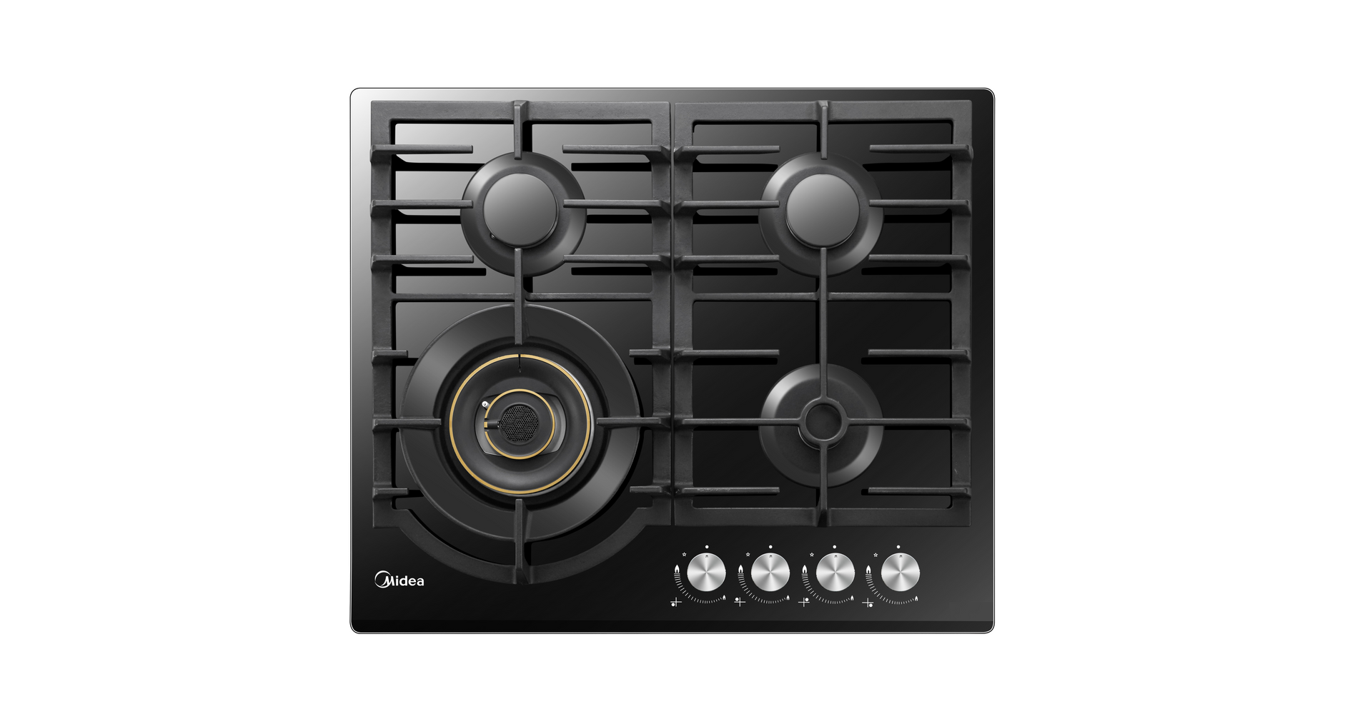 Midea MG60096DGB-HR beépíthető gázlap fekete Vulcano wok 60cm
