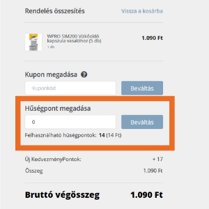 KedvezményPont beváltása a pénztárban