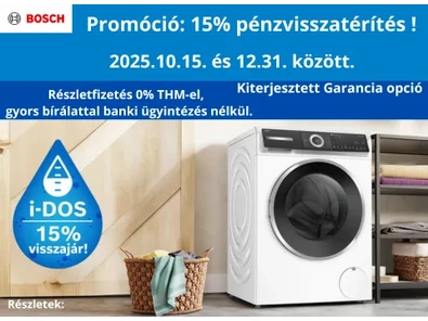 Bosch mosógép 15% pénzvisszatérítéssel