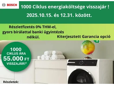 Bosch száítógépekhez 1000 szárítási ciklus áramköltsége visszajár !