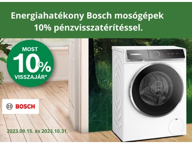 Energiahatékony Bosch mosógépek 10% pénzvisszatérítéssel.