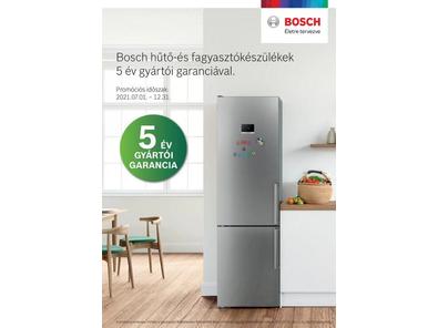 Bosch hűtő-és fagyasztókészülékek 5 év gyártói garanciával.