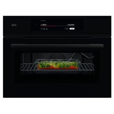 AEG NKK9N82KB ProAssist CombiQuick® 9000 beépíthető kompakt sütő - mikrohullámú maghőmérő fekete 45cm