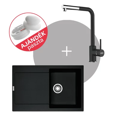 Franke MARIS MRG 611 gránit mosogató + SIRIUS L DOCCIA csap fekete szett FR1301195