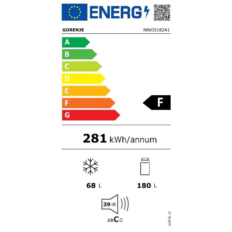 GORENJE NRKI5182A1 Beépíthető Kombinált Hűtőszekrény