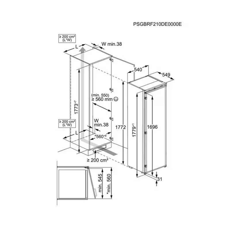 Electrolux ERD6DE18S1 Beépíthető hűtőszekrény, 177 cm