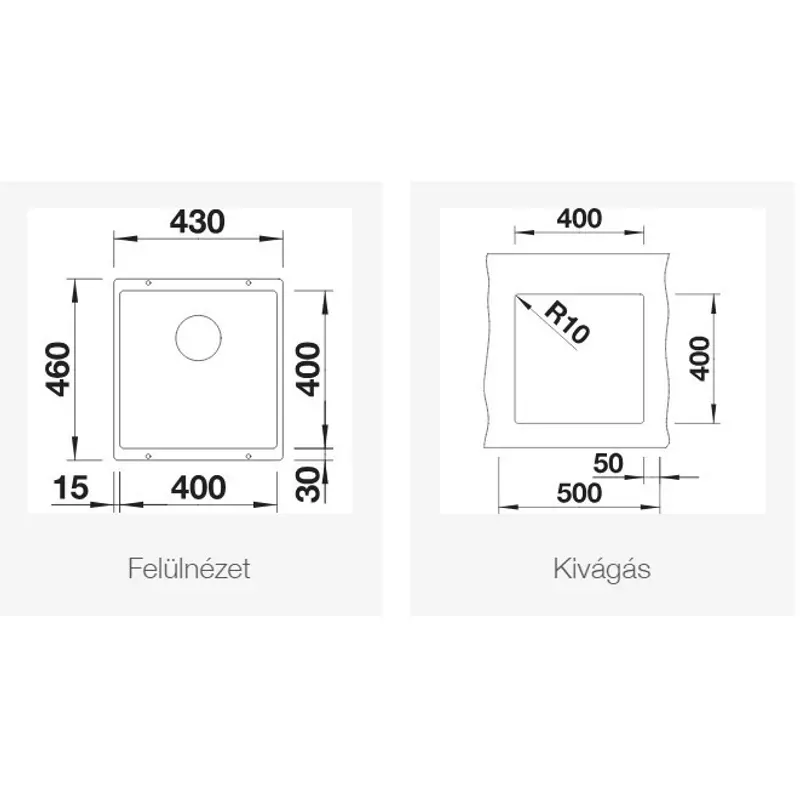 BLANCO SUBLINE 400-U Aláépíthető Gránit Mosogató Medence Fehér