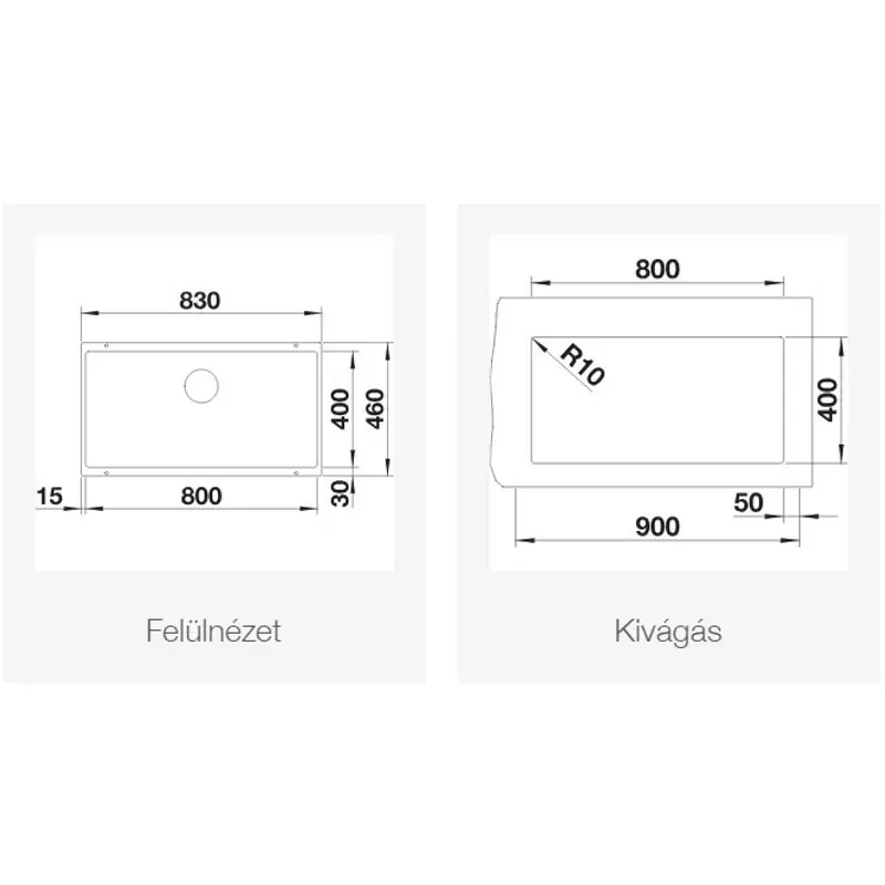 BLANCO SUBLINE 800-U Aláépíthető Gránit Mosogató Medence Fehér