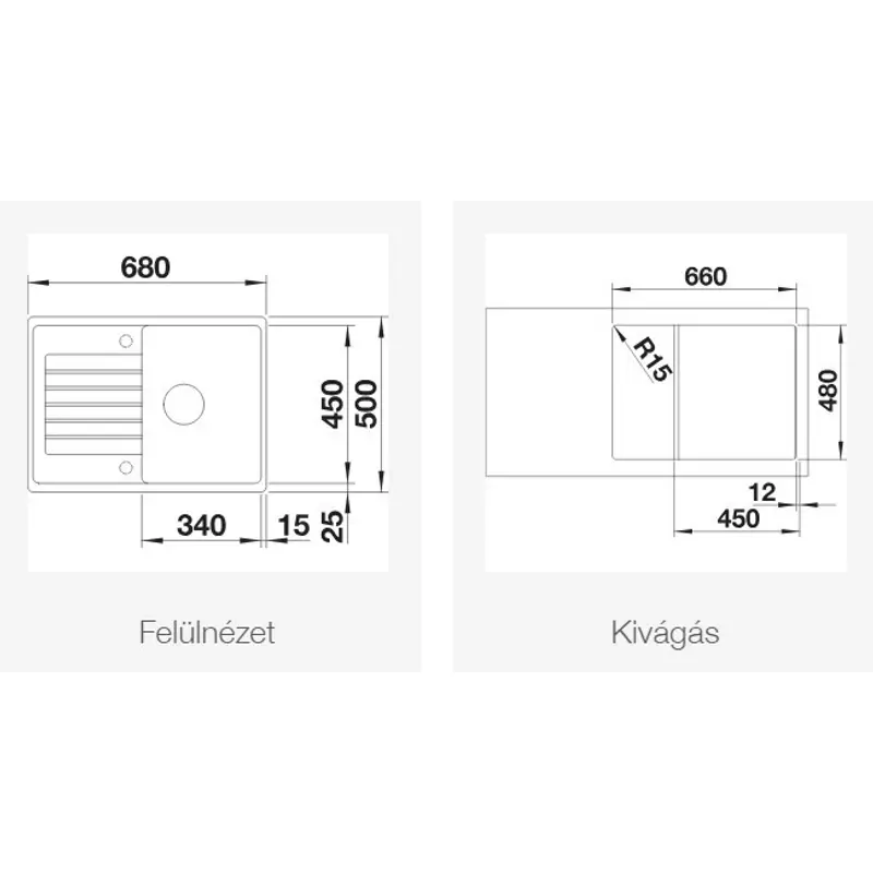 BLANCO ZIA 45S Compact Gránit Mosogató Medence Fekete