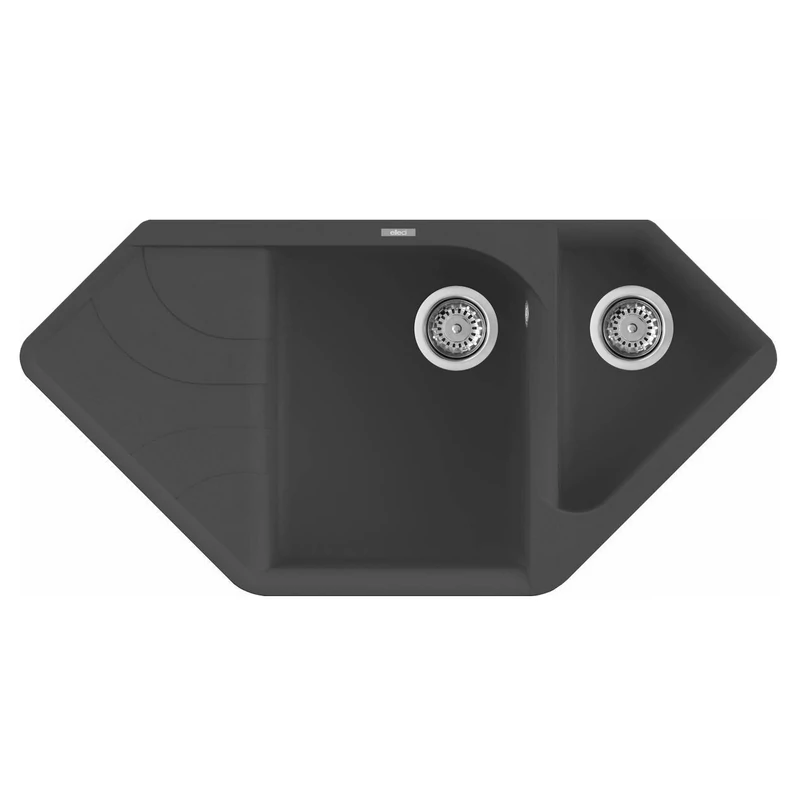 Elleci Ego CORNER Gránit Sarok Mosogató M70 nero metal