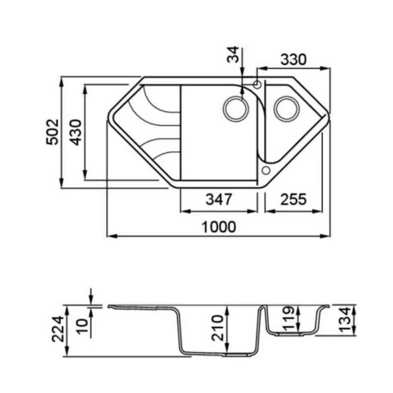 Elleci Ego CORNER Gránit Sarok Mosogató M79 aluminium