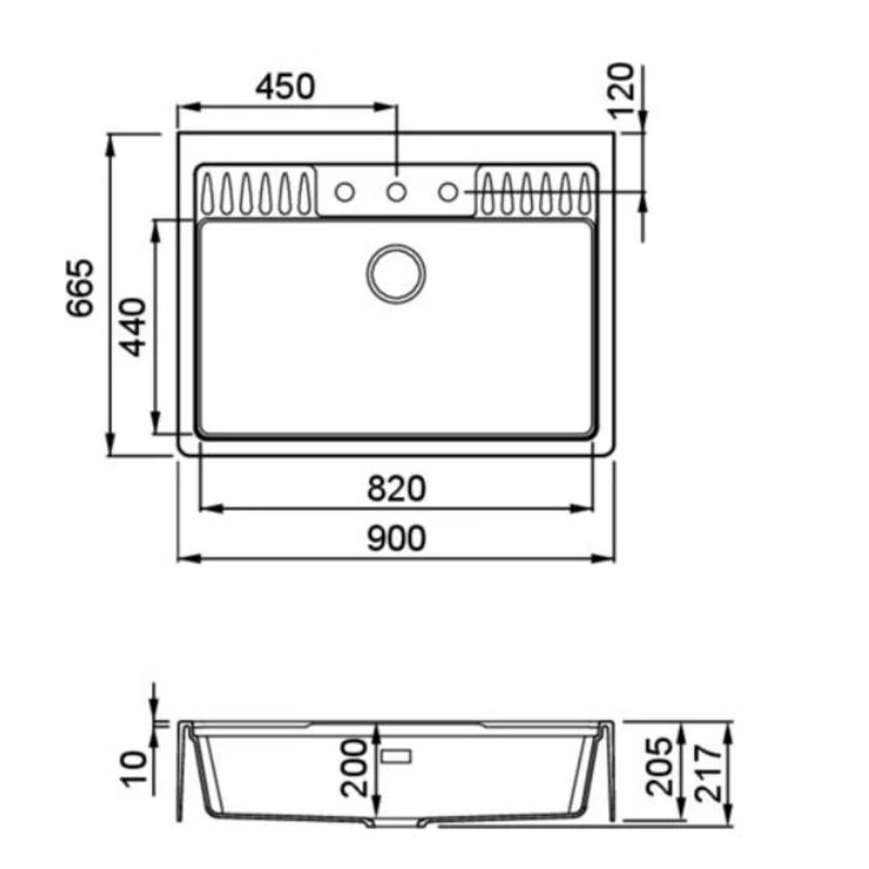 ELLECI Keratek Spazio 900 EXTRA Mosogatótálca K96 White