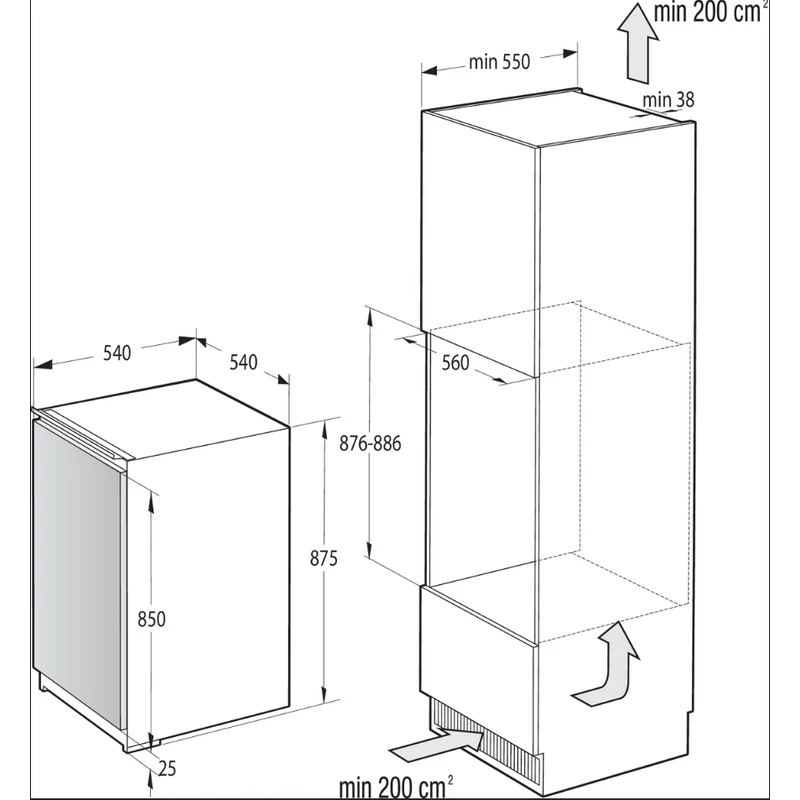 GORENJE Beépíthető Egyajtós Hűtőszekrény G200 - RBI409EP1