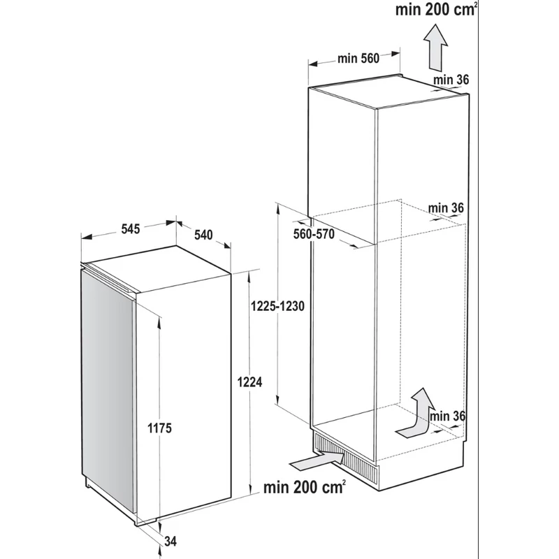 GORENJE Beépíthető Egyajtós Hűtőszekrény G400 - RBI412EE1