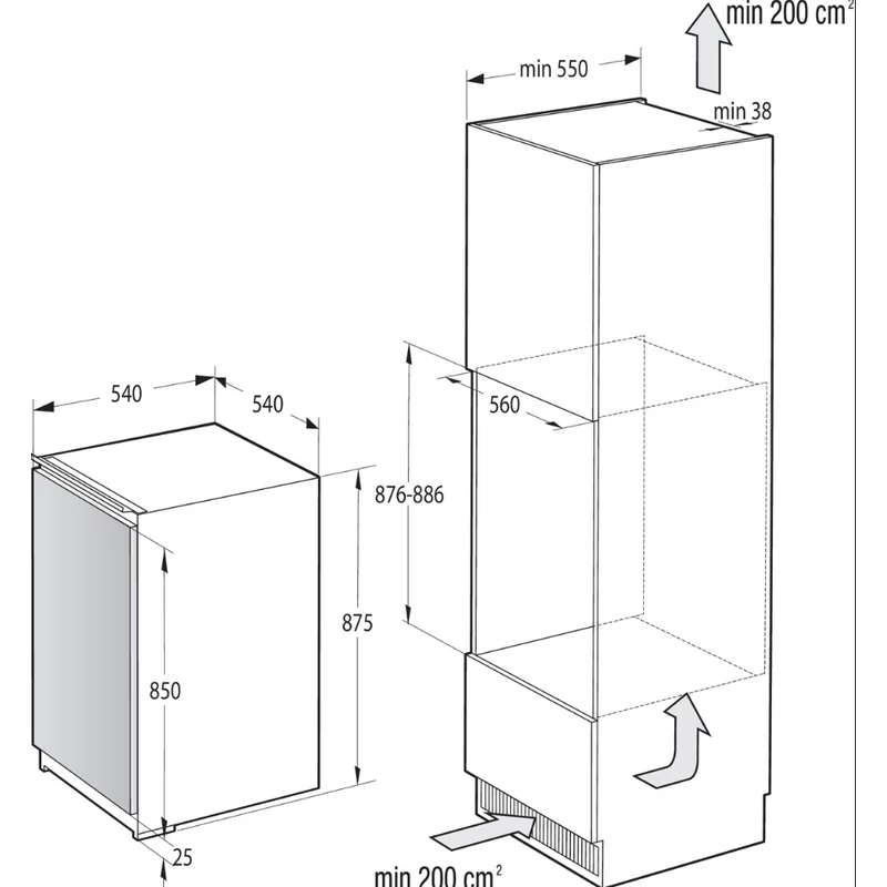 GORENJE Beépíthető Egyajtós Hűtőszekrény G200 - RI409EP1