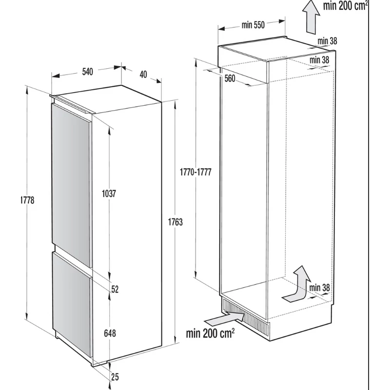 GORENJE BEÉPÍTHETŐ KOMBINÁLT HŰTŐSZEKRÉNY G200 - RKI517EP1