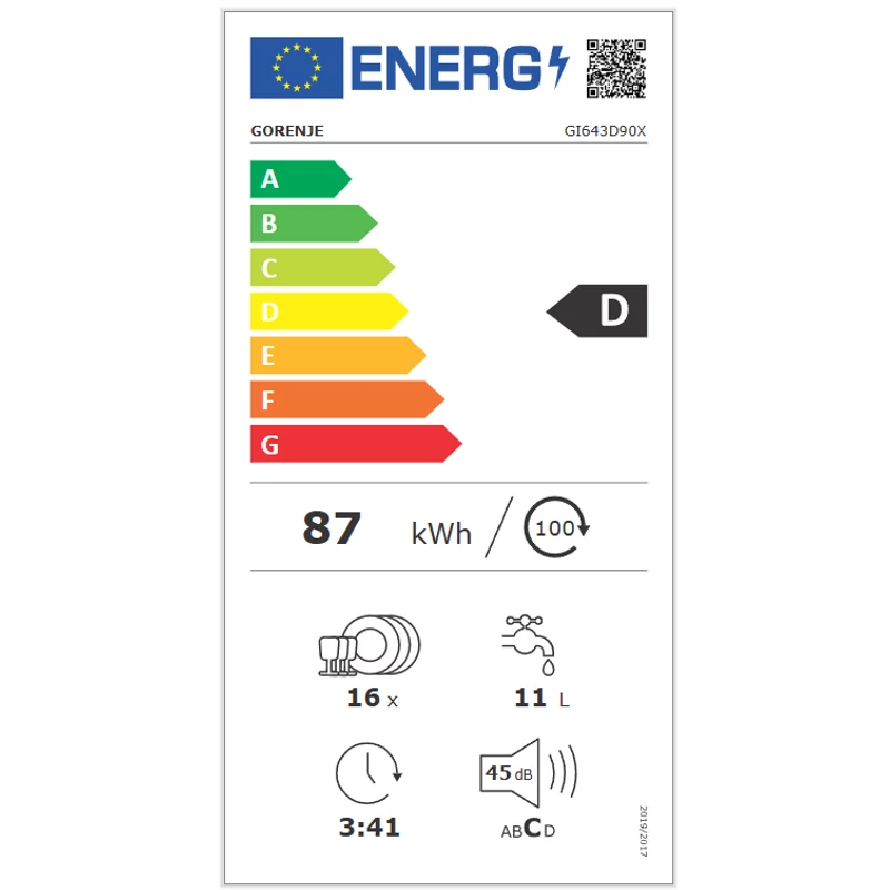 GORENJE Beépíthető Mosogatógép G400 - GI643D90X