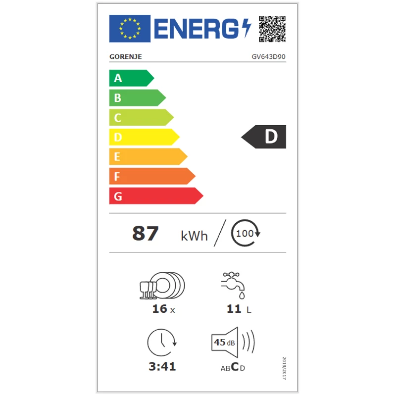 GORENJE Beépíthető Mosogatógép G400 - GV643D90