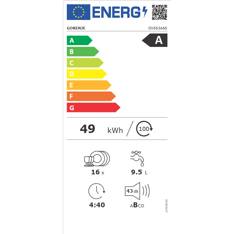 GORENJE Beépíthető Mosogatógép G600 - GV663A66