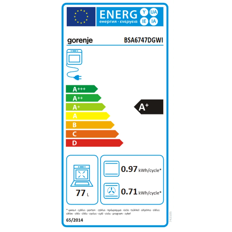 GORENJE Beépíthető Gőzsütő WIFI G600 - BSA6747DGWI