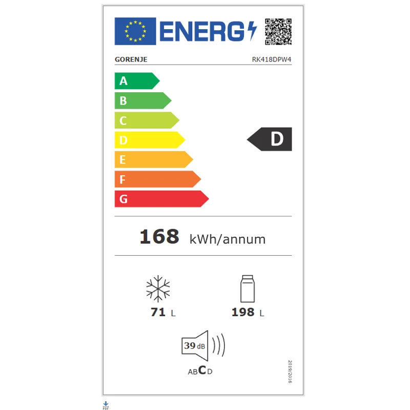 Gorenje Szabadonlló Hűtőszekrény RK418DPW4