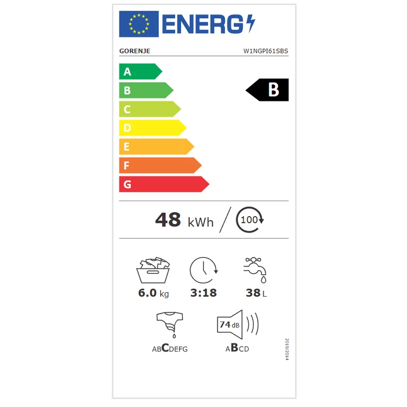 GORENJE Szabadonálló elöltöltős keskeny mosógép W1NGPI61SBS