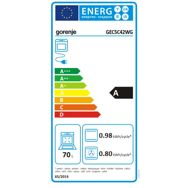 Gorenje GEC5C42WG Kerámialapos Elektromos tűzhely