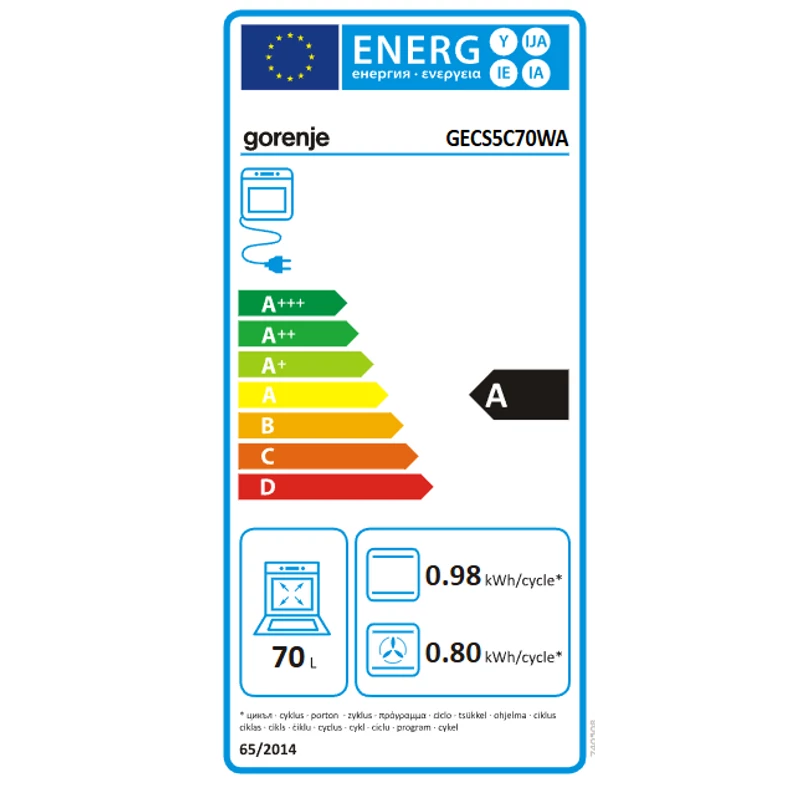Gorenje GECS5C70WA Kerámialapos Elektromos tűzhely