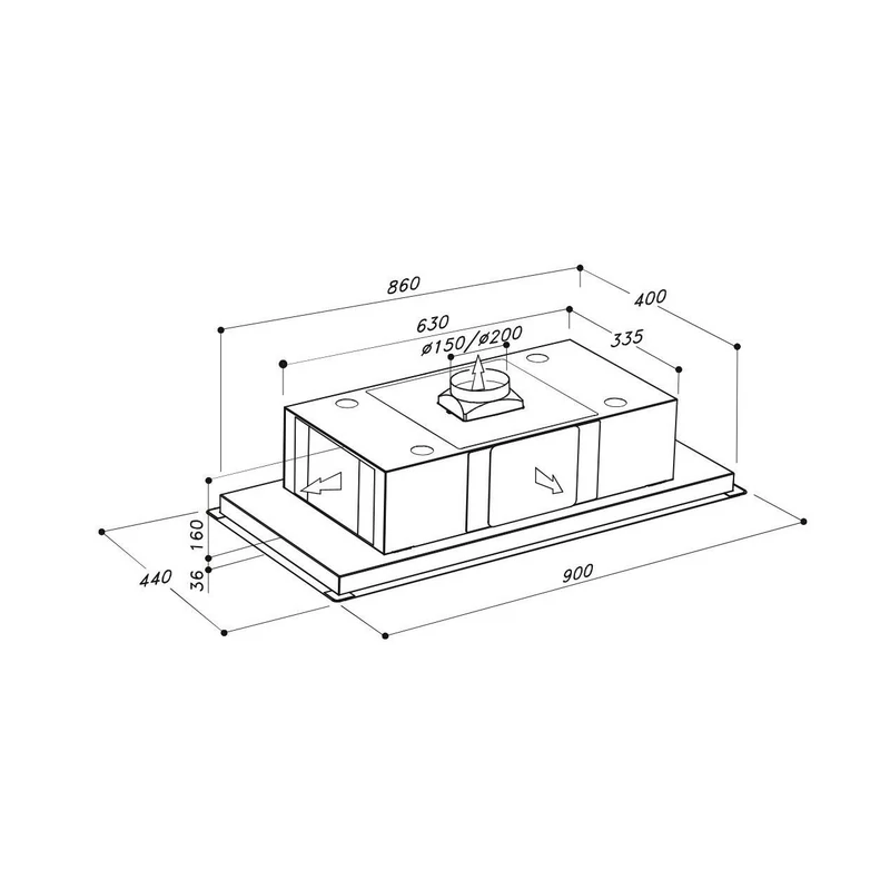 Sirius SLT-958 H200 EM TW mennyezeti páraelszívó Fehér-Motor nélkül