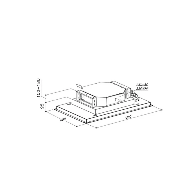 Sirius SLT-971 LESS EM TW 120 cm Inox mennyezeti páraelszívó motor nélkül