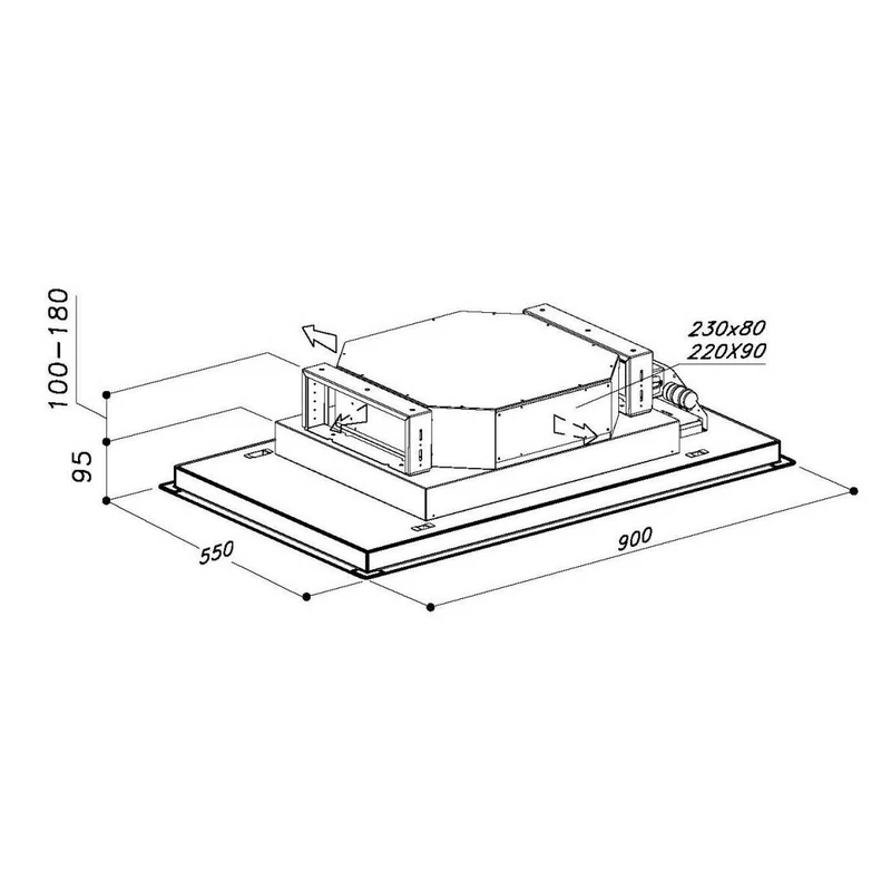 Sirius SLT-971 EM 90 cm H 160 TW fehér üveg mennyezeti páraelszívó