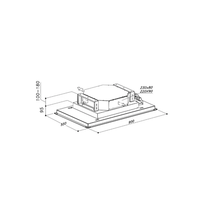 Sirius SLT-971 LESS 90 cm TW INOX mennyezeti páraelszívó