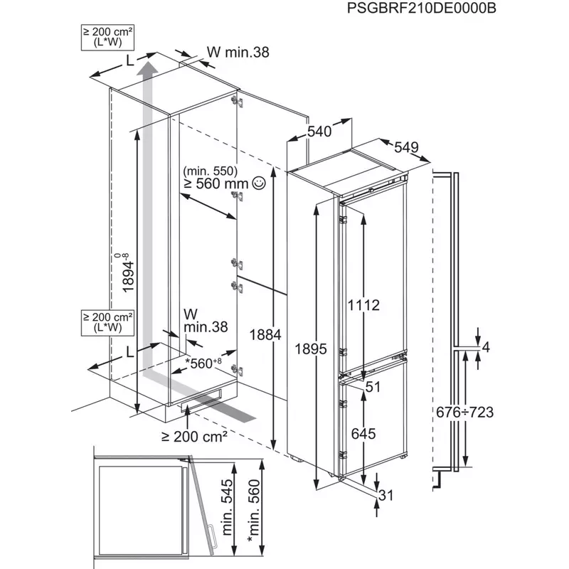 AEG SCB819E8TS TwinTech® 6000 Beépíthető alulfagyasztós hűtő, 188.4 cm