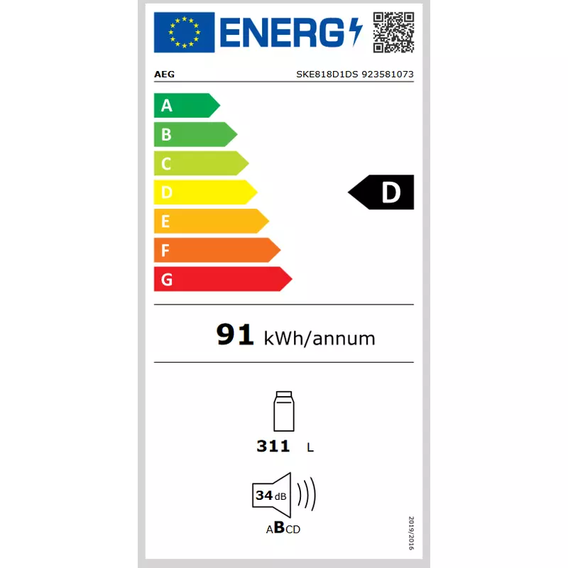 AEG SKE818D1DS Beépíthető hűtőszekrény, 177 cm