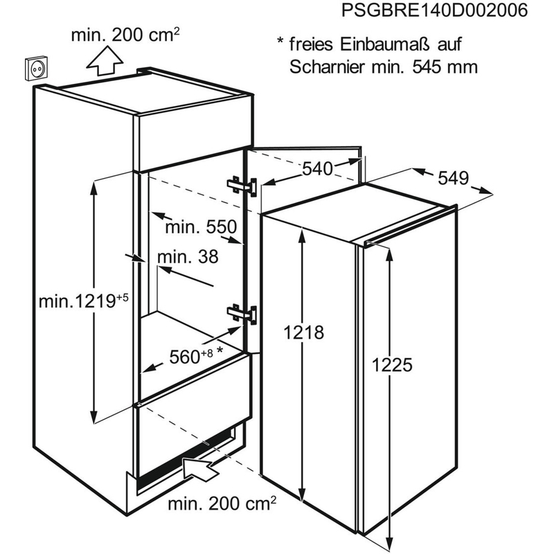 AEG SFB612F1AS Beépíthető hűtőszekrény, 122 cm