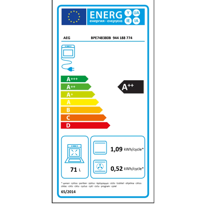 AEG BPE748380B Beépíthető sütő, maghőmérő, pirolitikus tisztítás