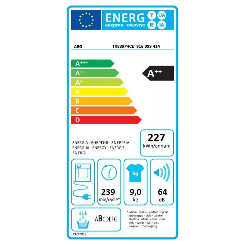 AEG TR839P4CE AbsoluteCare hőszivattyús szárítógép, 9 kg, WiFi, A++