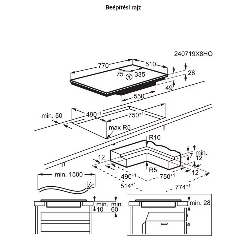 AEG TI84IB10IT SenseBoil beépíthető indukciós főzőlap SaphirMatt® SE üvegfelület 80cm
