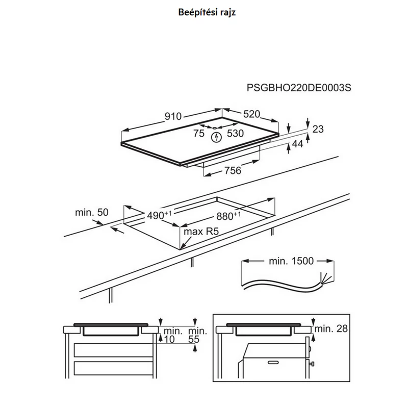 AEG TK95II08FB beépíthető indukciós főzőlap Hob2Hood 90cm