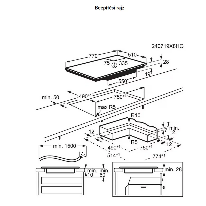 AEG TO84IA0FIT beépíthető indukciós főzőlap SaphirMatt® SE üvegfelület 80cm