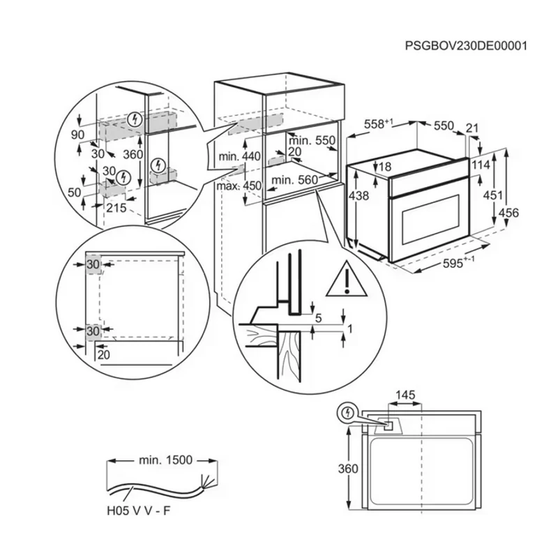AEG NKK9N82KB ProAssist CombiQuick® 9000 beépíthető kompakt sütő - mikrohullámú maghőmérő fekete 45cm
