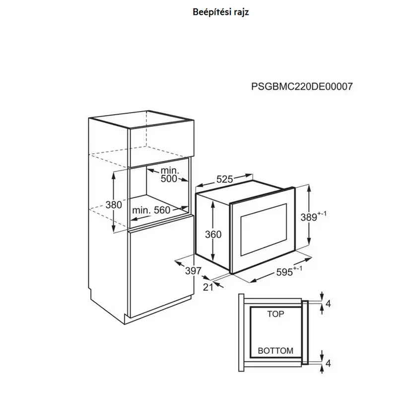 AEG OMB6G261TT beépíthető mikrohullámú sütő 26L grilles matt fekete/fekete