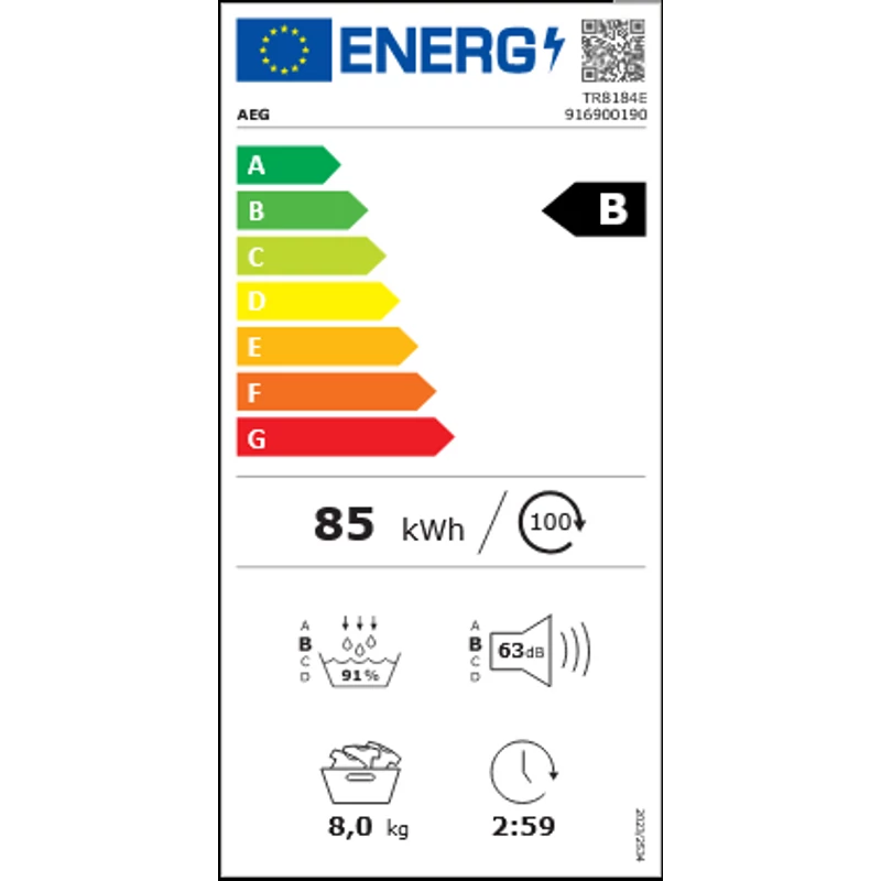 AEG TR8184E AbsoluteCare hőszivattyús szárítógép, 8 kg