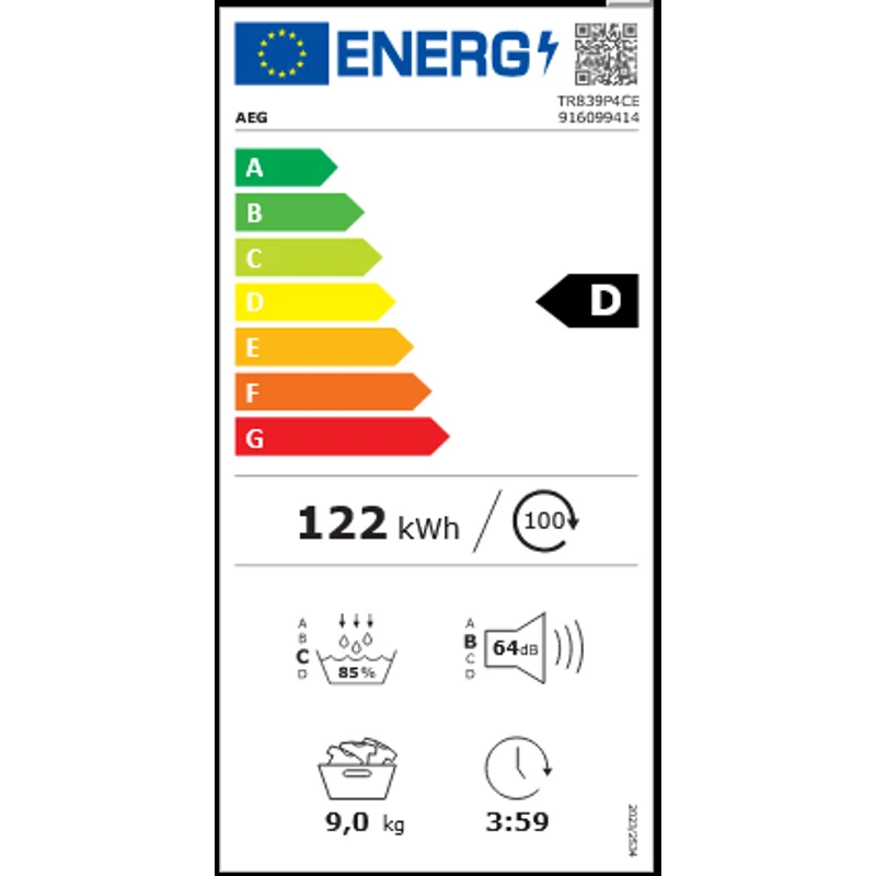 AEG TR839P4CE AbsoluteCare hőszivattyús szárítógép 9kg WiFi