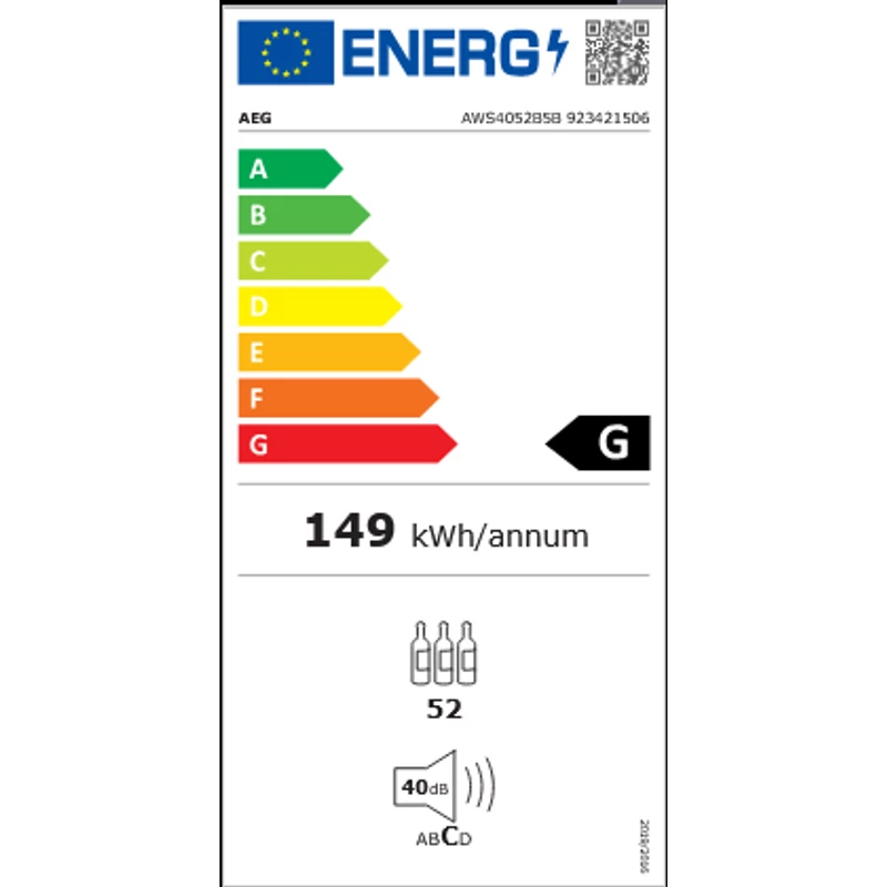 AEG AWS4052B5B beépíthető borhűtő fekete 82cm 52 palack