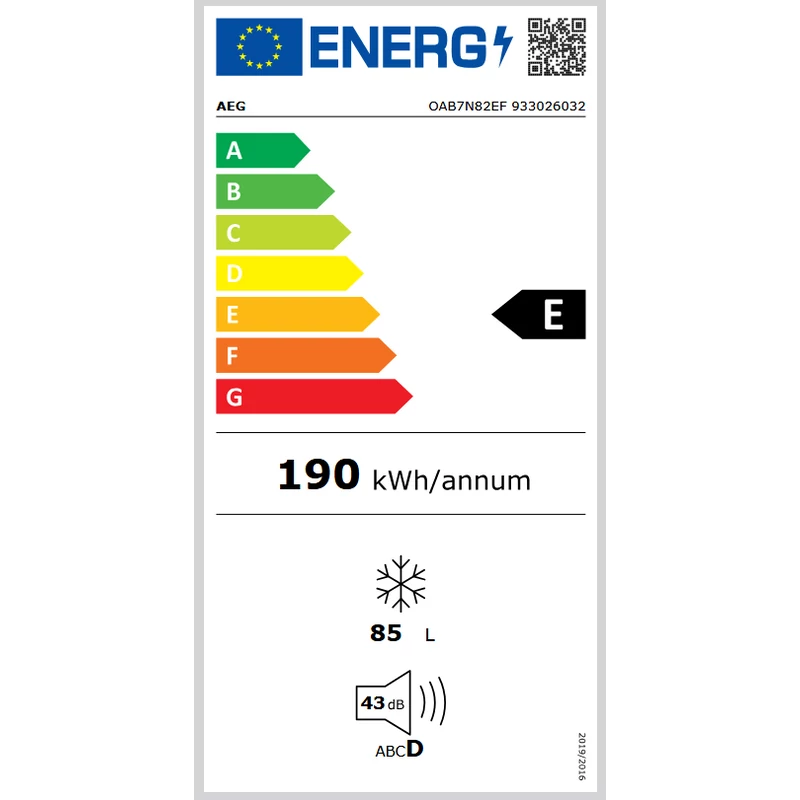 AEG OAB7N82EF beépíthető fagyasztószekrény NoFrost